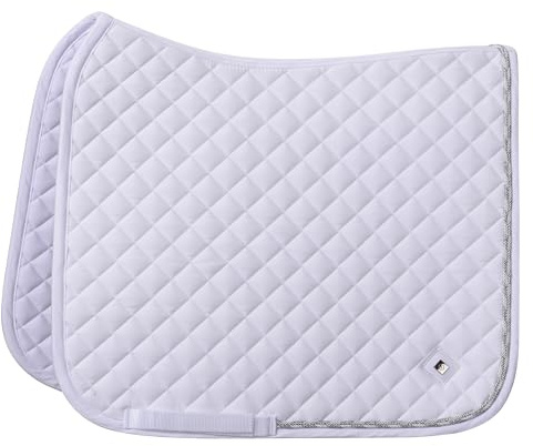 Imperial Riding Schabracke IRH Basic Cotton DR, Dressur-Schabracke mit Rautensteppung, Glitzerpaspel und Metall-Logo, Weiß, Pony