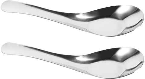Roleader Cucharas de Sopa Chinas de Acero Inoxidable 2 Piezas para Utensilios de Cocina y Sopas Variadas