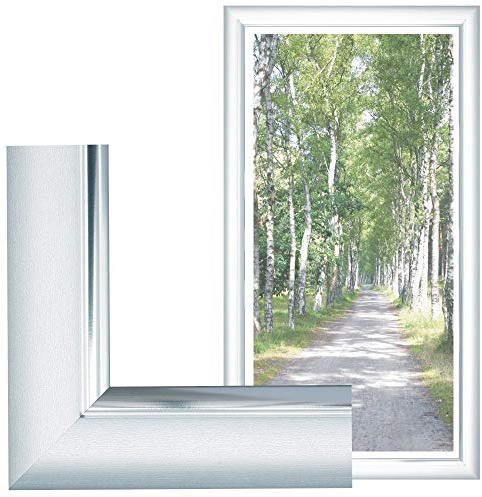 RAABEC Bilderrahmen, für Bilder der Größe 40x80, Farbe Silber, ideal für Malen nach Zahlen Bilder z.B. von Schipper ohne Glas