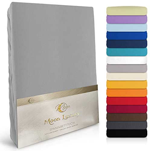 Moon de Luxury – Sábana bajera ajustable (Jersey Stretch 230 g/m² para camas de agua, con canapé y Camas, algodón, gris, 90x200 - 100x220