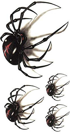 EROSPA® Tattoo-Bogen temporär - 4 x Spinne für Oberarm, Unterarm, Hand, Hals - 1 Bogen - 10,5 x 6 cm