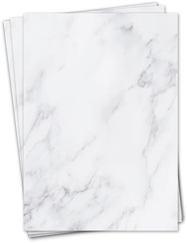 Briefpapier Set Marmor Motiv I 50 Blatt 90 g/m² DIN A4 I stilvolles Schreibpapier vielseitig verwendbar weiß grau I Geburtstag Urkunde Speisekarte I dv433