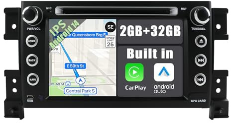 YUNTX 【2+64G】 Android 15 Autoradio Passt für Suzuki Grand Vitara 2005-2013 -GPS 2 Din- mit Carplay/Android Auto/Mirror Link/Lenkradsteuerung/4G/WiFi/Bluetooth 5.0/Rückfahrkamera
