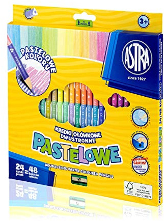 ASTRA zweiseitig Buntstifte Farbstifte Malstifte 24 Stück = 48 Farben pastell (pastel)