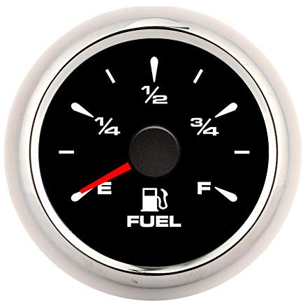 medidor de nivel de combustible de 2 pulgadas y 190 ohmios, indicadores de nivel de combustible, pantalla digital, retroiluminación de 8 colores para yate de moto(Marco plateado con esfera negra)