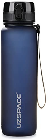 UZSPACE Sports Water Bottle 500ml/800ml/1l, Tritan Gym Bottle with Strainer | Matte Sports Bottle with Capacity Scale, One-click Open, Leakproof, Dishwasher Safe, Suitable for Carbonated Drinks