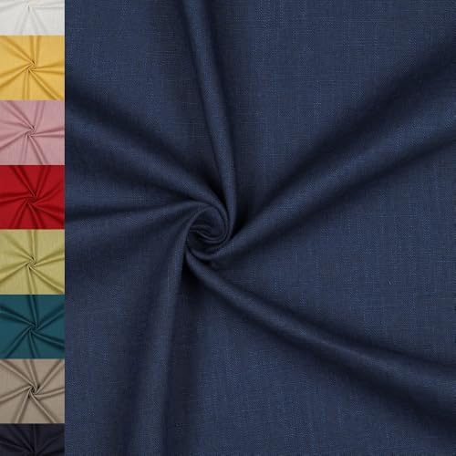 MAGAM-Stoffe Julia 100% Leinen Stoff uni Oeko-Tex Meterware 50cm (19. Dunkelblau indigo)
