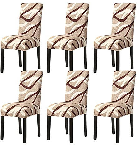 Aisprts Stuhlhussen 6er Set Stretch Stuhlhussen für Esszimmerstühle, Abnehmbarer Waschbarer Stühle Schutz Dekoration Stuhlbezug für Haus, Küche, Hotel, Restaurant, Bankett, Hochzeit, Party