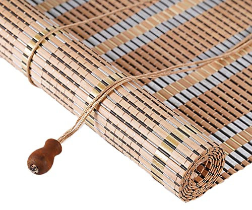 Bambusrollo Wetterfest Bambusrollo Blickdicht Praktisches Sonnenschutz und Sichtschutz Rollo für Balkon Fenster Terrasse Garten,A,50x120cm/20x47in