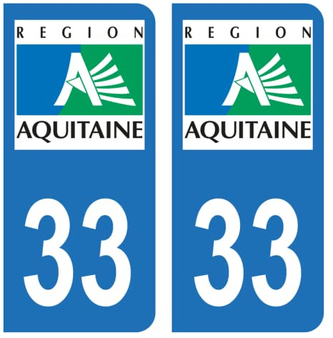 HADEXIA Aufkleber Nummernschild Departement 33 Gironde Alte Region Aquitaine