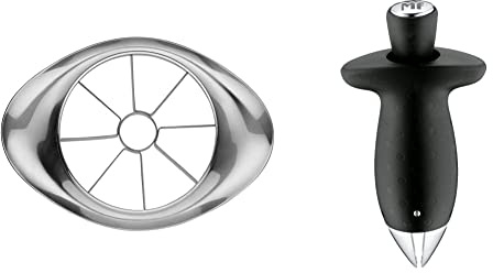WMF Gourmet Apfelschneider - 9 cm, Birnenschneider, Apfelteiler, Obstteiler, Cromargan Edelstahl & Top Tools Erdbeer- & Tomatenstrunkentferner 9,5 cm