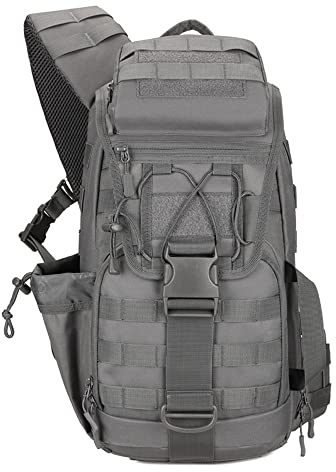 Vmokki Sling Rucksack Taktischer Schulterrucksack Molle Militär Umhängetasche Groß Wasserdicht Brusttasche 30L für Wandern Outdoor Reise (Grau)