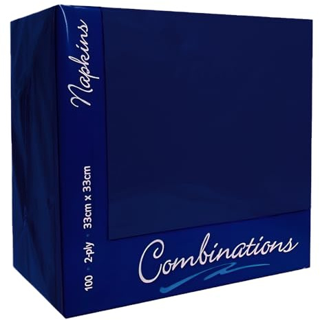 Venuscello 100 x Serviettes Tissue Paper Napkins Navy Blue Disposable Recyclable 2-Ply 33cm for Catering Wedding Birthday Parties Dinner Lunch