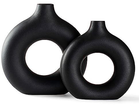 CEMABT Vasen für pampasgras,Kreative vase Moderne Wohnkultur,Handmade vase Schwarz matt Keramik Getrocknete Blumen Kunsthandwerk Ornamente für Büro Haus Deko Dekoration,vasen Set