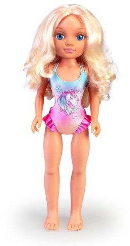 Nancy - Ein Tag mit einem magischen Handtuch, mit langen blonden Haaren, einem Sommerbadeanzug, Sonnenbrille und Handtuch mit Einhorn als Zubehör, für Jungen und Mädchen ab 3 Jahren, Famosa (NAC19000)