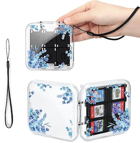 DLseego Switch Game Card Case, Floral Print, 12 Game Slots, 2 SD Card Slots, Violet