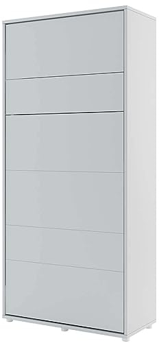 Homlando Lenart Schrankbett Bed Concept BC03 90x200 cm - Vertikal Schrankklappbett - Schrank mit integriertem Klappbett - Wandbett mit Lattenrost - Murphy Bed (Grau Matt)