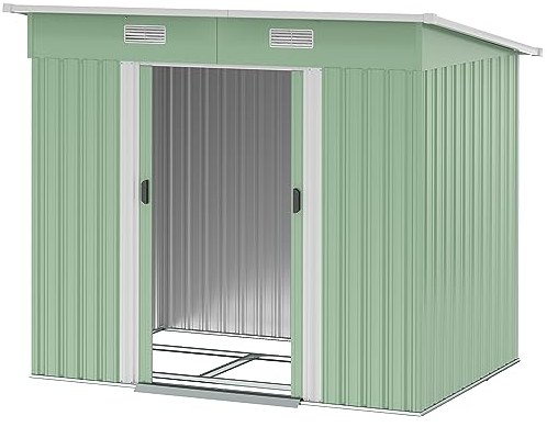 Outsunny 7 x 4ft Outdoor Storage Shed with Foundation Kit Light Green