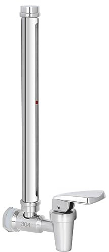 Amwater 304 Stainless Steel Sight Glass Spigot, Compatible with the Berkey, Purewell, ProOne, Waterdrop and Other Gravity-Fed Water Filtration Systems, Clear Water Level View, Stainless Steel Handle