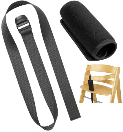 Juego de protector de correa de entrepierna y arnés para trona, 2 pzs, Negro, correas de arnés compatibles con Hauck Alpha Beta, Stokke Tripp Trapp, roba Sit Up, funda de neopreno suave
