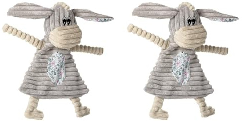 HUNTER HUGGLY Blanket Donkey, Hundespielzeug, Plüsch, Kuscheldecke, Esel, 27 cm, grau (Packung mit 2)