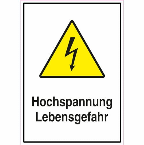 Indigos UG - Schild Hochspannung Lebensgefahr Warnschild - 26,20x37,10 cm - Warnung - Sicherheit - Hotel, Firma, Haus - Aluverbundplatte 3mm - Hinweisschild - Warnschild