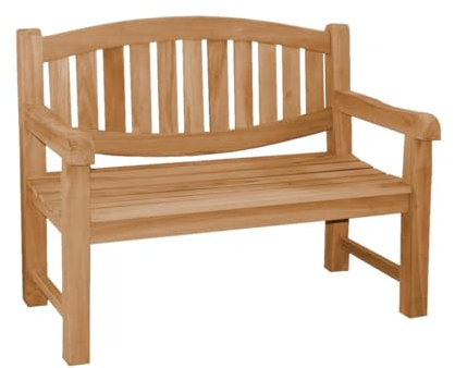 Teako Design Gartenbank Teakholz Extra Stark Bergomo Massivholz Wetterfest, in verschiedenen Größen, Robuste Holzbank für den Außenbereich, langlebige Parkbank (120 cm)