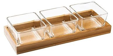LXYDPZ Transparentes Obstteller-Tablett aus Glas für Partys, Snack-Tablett aus Holz mit geteiltem Serviertablett, Gemüse-Tablett, Servierplatte für Obst/Nüsse/Süßigkeiten, Holz 4 (3)