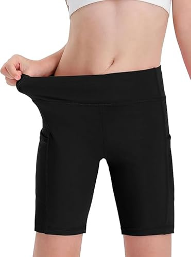 Haloumoning Leggings cortos para niña de verano, pantalones cortos de deporte, opacos, bajo vestido