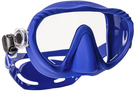 SCUBAPRO Ghost Tauchmaske, rahmenloses Design mit ultraklarer Einzellinse, Silikonrock und leicht verstellbaren Riemenschnallen, Blau