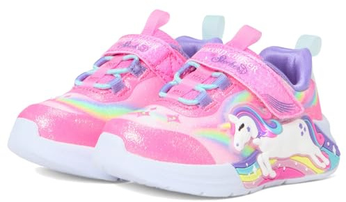 Skechers Bébé Fille Unicorn Chaser, Pink Sparkle Mesh Multi Trim, 24 EU