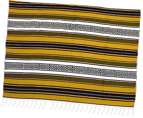 ORFOFE 130 X 180 cm Mexikanische Decke Yogamatte Cape Gewebte Sofadecke Baumwoll-Polyester-mischgewebe Leuchtendes Gelb