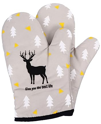 CIYODO 2stücke Weihnachts-elch-ofenhandschuhe Hitzebeständige Backhandschuhe Mit Kreativem Design Für Weihnachtszeit Und Täglichen Gebrauch Der Küche