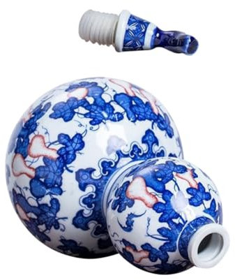 PAMINGONO Ceramic Wine Storage Holder Gourd Shape Elegant Blue White Multi-Purpose Drink Container for Home