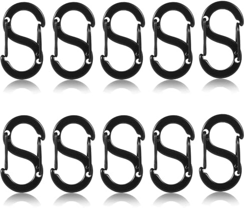 10 Stück S-Schloss Halskettenverschluss, Karabinerverschluss Schwarz, Doppelt Öffnender Kettenverschluss, Schmuck Verschlüsse, Karabinerverschluss für DIY Schmuck Armbänder Halsketten
