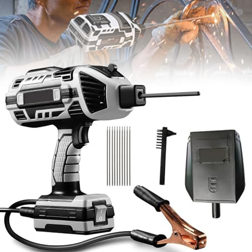 Welding Machine Handheld,Standing Welder Kit with Toolbox, 6 Variable Current Adjustment,Portable ARC Welder Gun Fits for 3/32-1/8 (2.5-3.2mm) Stick Welder