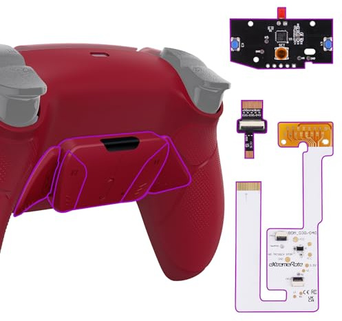 eXtremeRate Rise4 V3 Remap Kit per ps5 Controller Joystick,4 Palette Tasti Posteriori Back Button Paddles Cover Grip Gommato per ps5 Joypad BDM-030/040/050-Senza Controller-Volcanic Red