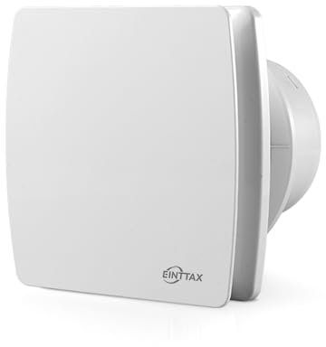EINTTAX 100mm Quiet Bathroom Extractor Fan, White Square Bathroom Fan 95m³/h, Wall/Window Mounted Extractor Fan for Kitchen, Toilet, Garage, 12W, 34 dB, IPX4 Waterproof (No Timer)