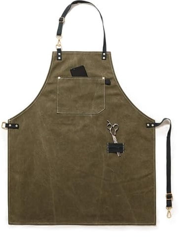 QZLNONTK Holzbearbeitung Schürze,Arbeit Schürzen, Schürzen for Männer, Arbeitsschürze, Segeltuchschürze, Werkstatt-Werkzeugschürze mit verstellbaren Trägern for Friseur, Küche, Gärtner, Café(Green)