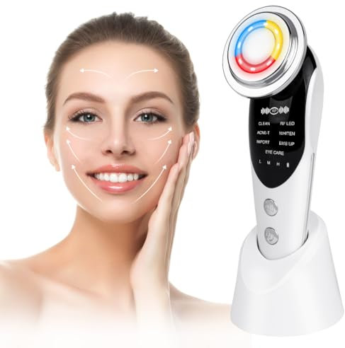 AOGOE Face Massager, Skin Tightening Machine with 7 Mode, EMS Mesotherapy Electroporation Face Beauty Instrument, Portable LED Photon Facial Lifting Massager for Anti-Wrinkle Deep Cleanser Care Facial