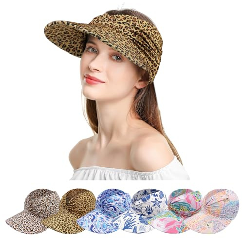 TAGVO Damskärm sommar, anti-UV vikbar hatt lätt vikt strand solskydd utomhus löpning tennis golf strand sport dam vandring, A02, one size