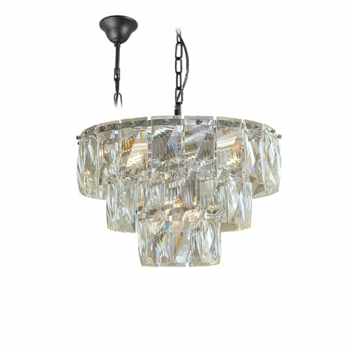 LOBERON Leuchter Crystalford, mit Spiegelnden Glasplatten, Auffälliges Design, Spektakuläre Lichtreflexionen, Hängeleuchte, Eisen, Glas, klar/silber