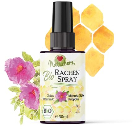 Naturherz Bio Rachenspray mit Cistus, Manuka, Propolis und natürlichem Vitamin C für dein Immunsystem, 30ml
