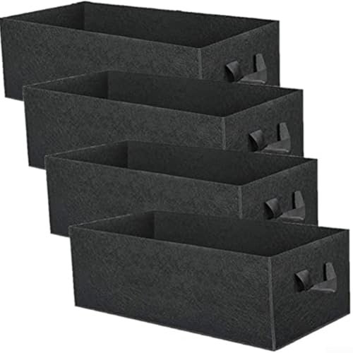 Bolsa rectangular de fieltro para plantar, bolsas de cultivo de tela no tejida, contenedor grueso para plantas vegetales con asas, paquete de 4 (60 x 30 x 20)