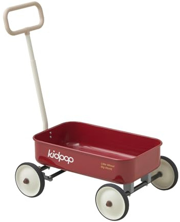 PULA-Wild 2-in-1 Kids' Pull-Along Wagon Toddlers Push Walker for 2.5-8 Adjustable Handlebar, Birthday Gifts Max Weight 33 lbs (Red)