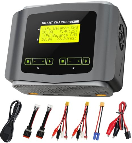 HTRC Schneller 10A RC Ladegerät, Duo 150W/240W Balance Charger für LiPo/Life/LiHV/Lilon(1-6S), NiMH/NiCd (1-15S), PB, Smart Akku