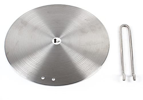 Iinduktion Plaque d'adaptation en acier inoxydable, 24 cm, adaptateur à induction, plaque de distribution de chaleur multifonctionnelle avec poignée, plaque d'adaptation pour cuisinière à induction