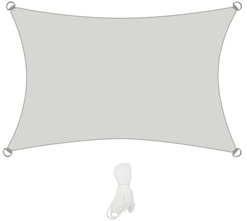 3x4m/4x5m Water-Repellent Sun Shade Sail - Sun Shading Rectangle Canopy Polyester Reinforced for Patio, Garden, Backyard, Lawn, Pool, Deck, Courtyard, Carport & Outdoor Areas (3 * 4m)