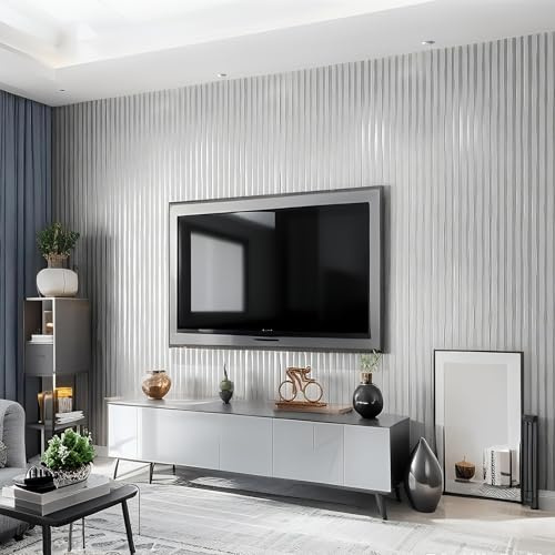 Trafagala Boys Wallpaper for Bedroom Grey Wallpaper for Living Room Silver Glitter Metallic Striped Living Room TV Backdrop Hallway Hall