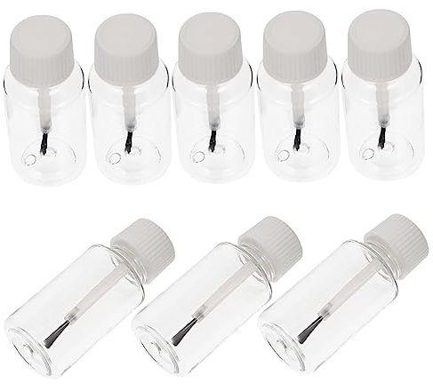 CALLARON 8Pcs 20ml Brush Design Empty Nail Polish Bottles Refillable Plastic Nail Containers with Brush and Essential Oils